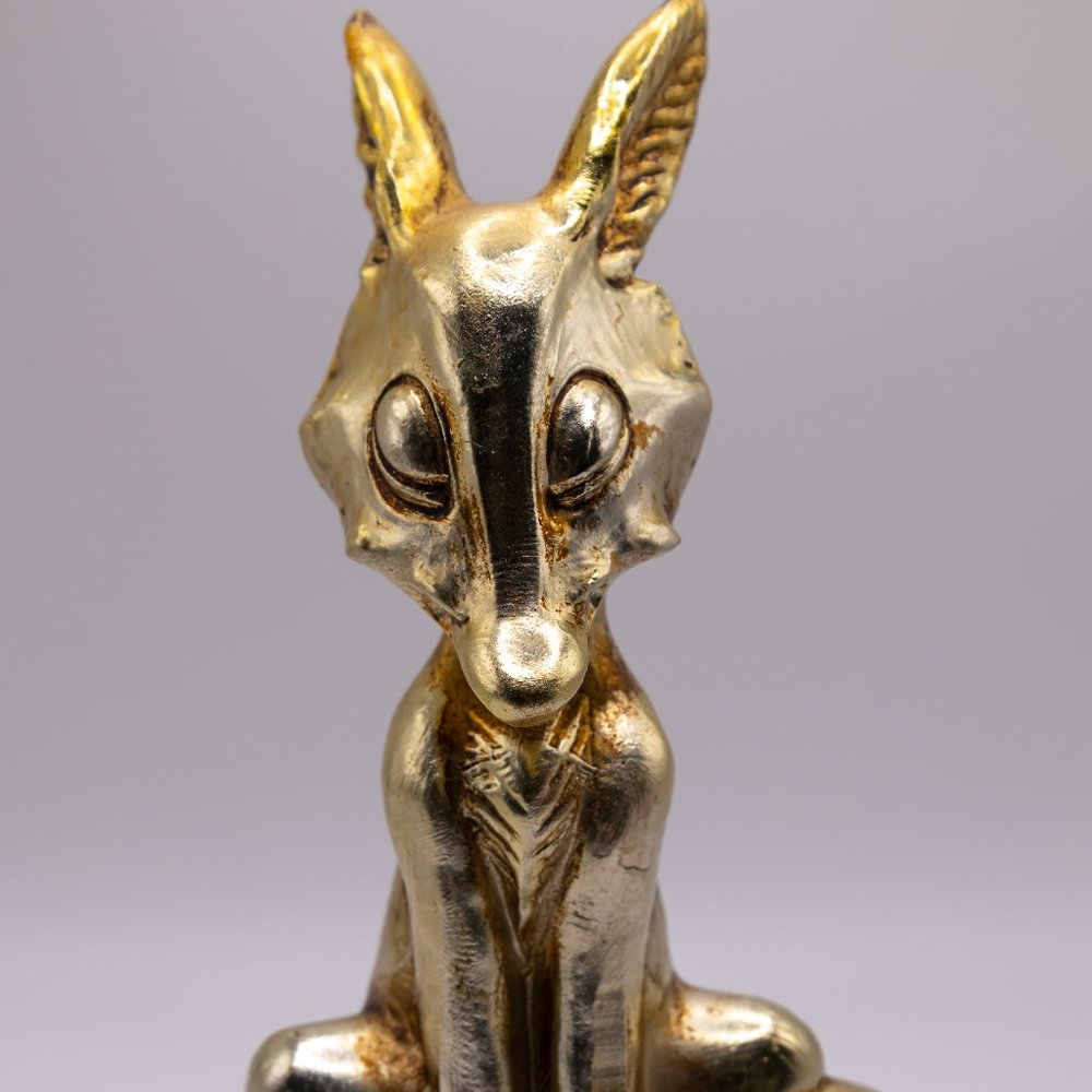 Vintage Gold Painted Ceramic Fox!